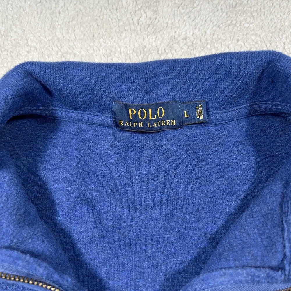 Polo Ralph Lauren Estate Rib Blue Quarter Zip Long Sleeve Pullover Shirt Mens‎ L